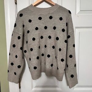 Chelsea & Theodore Gray Sweater with Black Dots